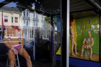 Etats-Unis, Californie, San Francisco, vitrine de magasin homosexuel dans Castro street artère principale du gay district