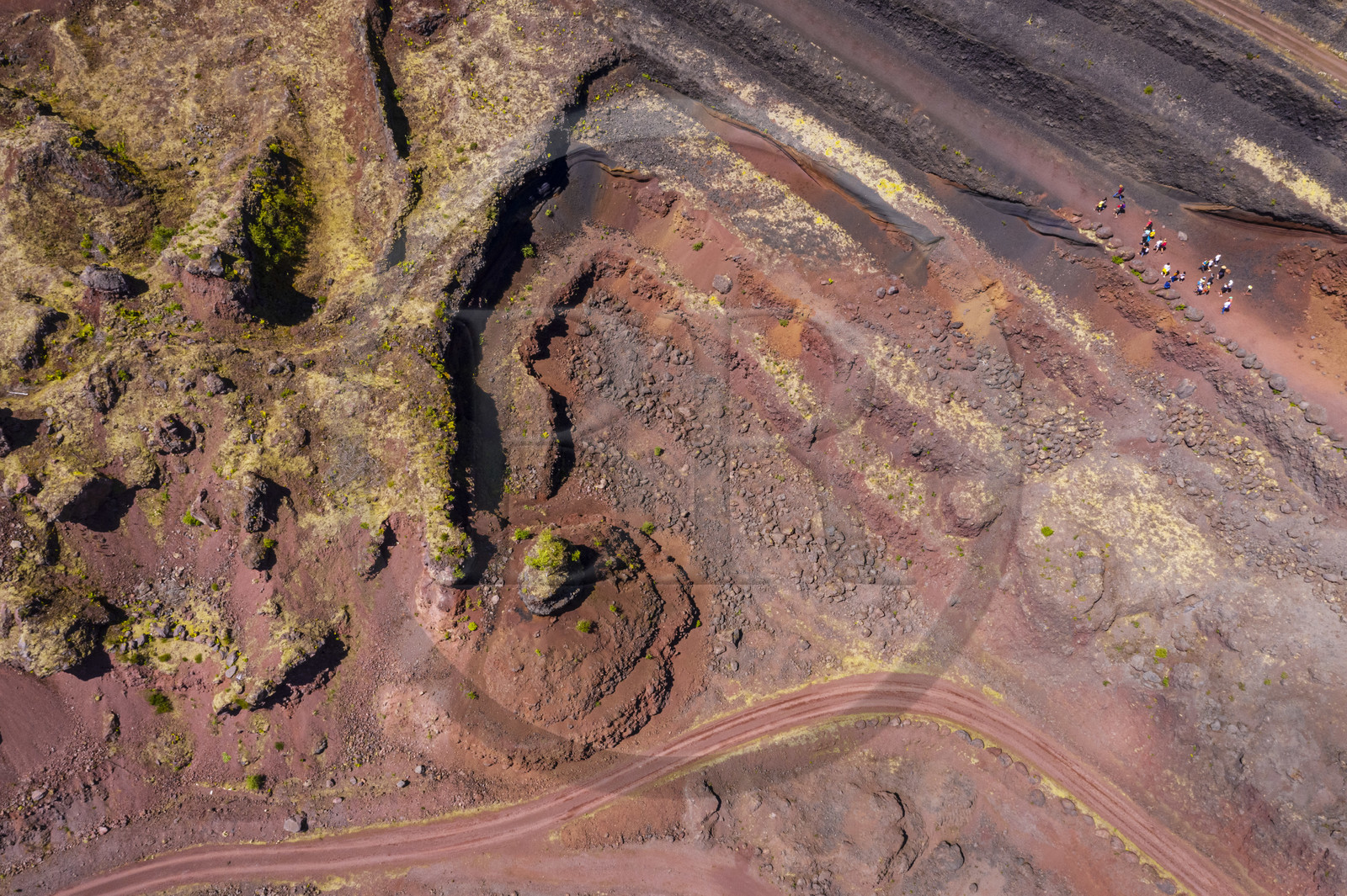 France, Puy de Dome, Parc Naturel Régional des Volcans d'Auvergne (regional nature park of Auvergne volcanoes), Chaine des Puys listed as World heritage by UNESCO, Saint Ours les Roches, Lemptegy volcano, a former pozzolan quarry that has become an educational site open to the public (aerial view)