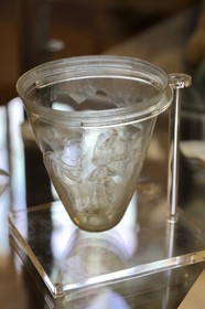 France, Isere, Vienne, Fine Arts and Archaeology Museum on the first floor of the old grain market, etched glass decorated with a bacchanalian scene dating from the 4th century