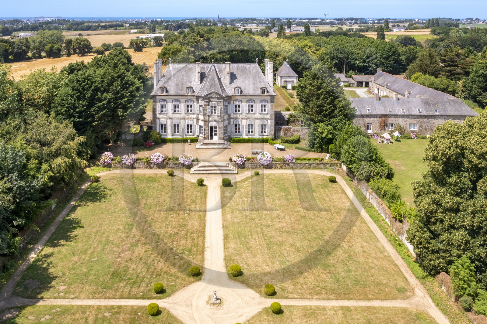France, Ille-et-Vilaine (35), Côte d'Emeraude, Saint-Malo, malouinière de la Chipaudière construit l'armateur et corsaire François-Auguste Magon de la Lande au début du XVIIIème siècle (vue aérienne)