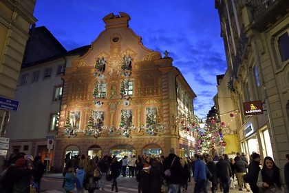 France, Bas Rhin, Strasbourg,  listed as World Heritage by UNESCO, Christmas decoration on the Christian Meyer Pastry shop