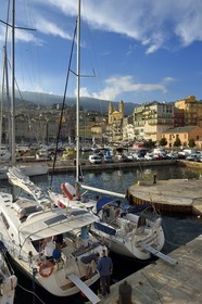 France, Haute Corse, Bastia, Terra-Vecchia district, the harbour overlooked by St Jean Baptiste Church