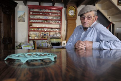France, Manche, Cotentin, Cap de la Hague, Auderville, the farmer Paul Bedel at home