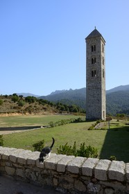 France, Corse du Sud, Alta Rocca, Carbini, the campanile (Bell tower) of Saint Jean Baptiste church, the village was at the heart of the Giovannali heretic movement