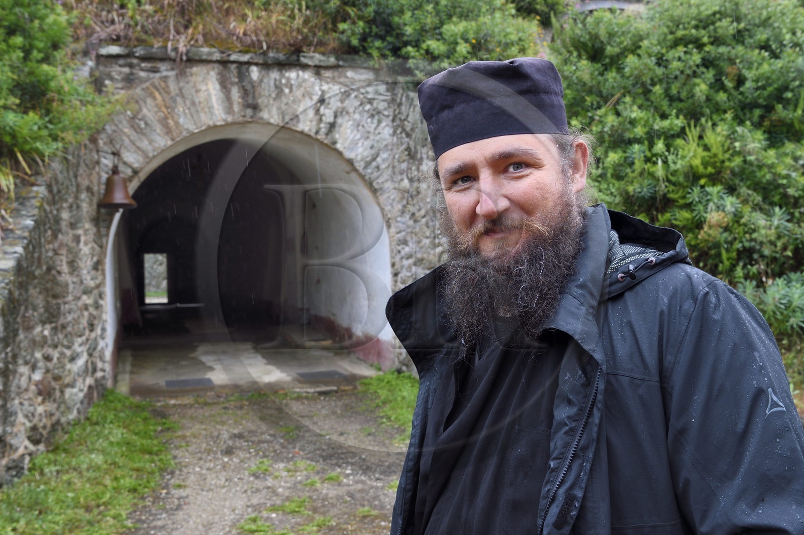 France, Var (83), Iles d'Hyères, parc national de Port Cros, Ile de Porquerolles, le Monastère orthodoxe Sainte-Marie dans l'ancien fort de la Repentance, le Père Pantelimon