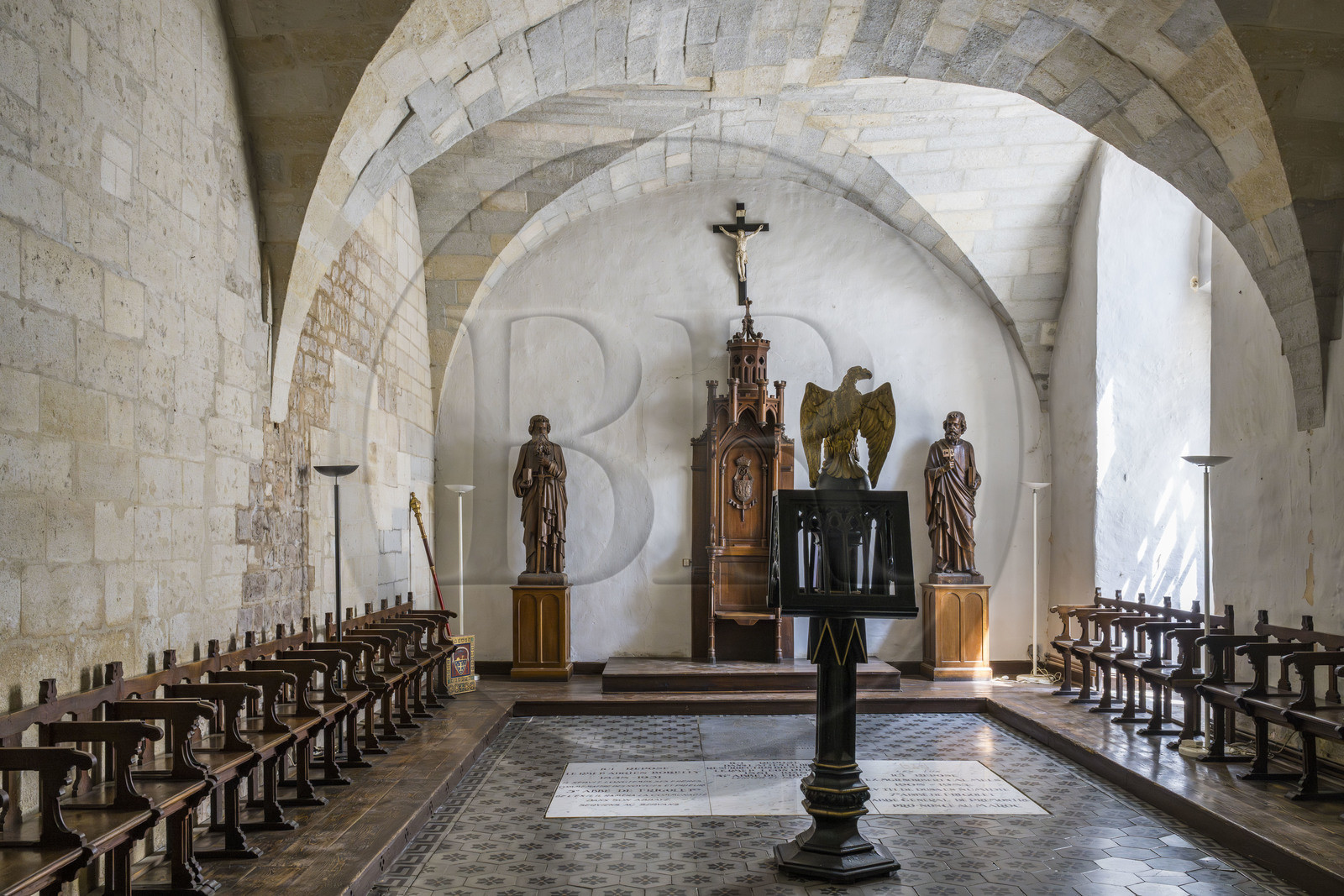 France, Bouches-du-Rhône (13), Tarascon, La Montagnette, abbaye Saint-Michel de Frigolet (XIIe siècle), salle du chapitre