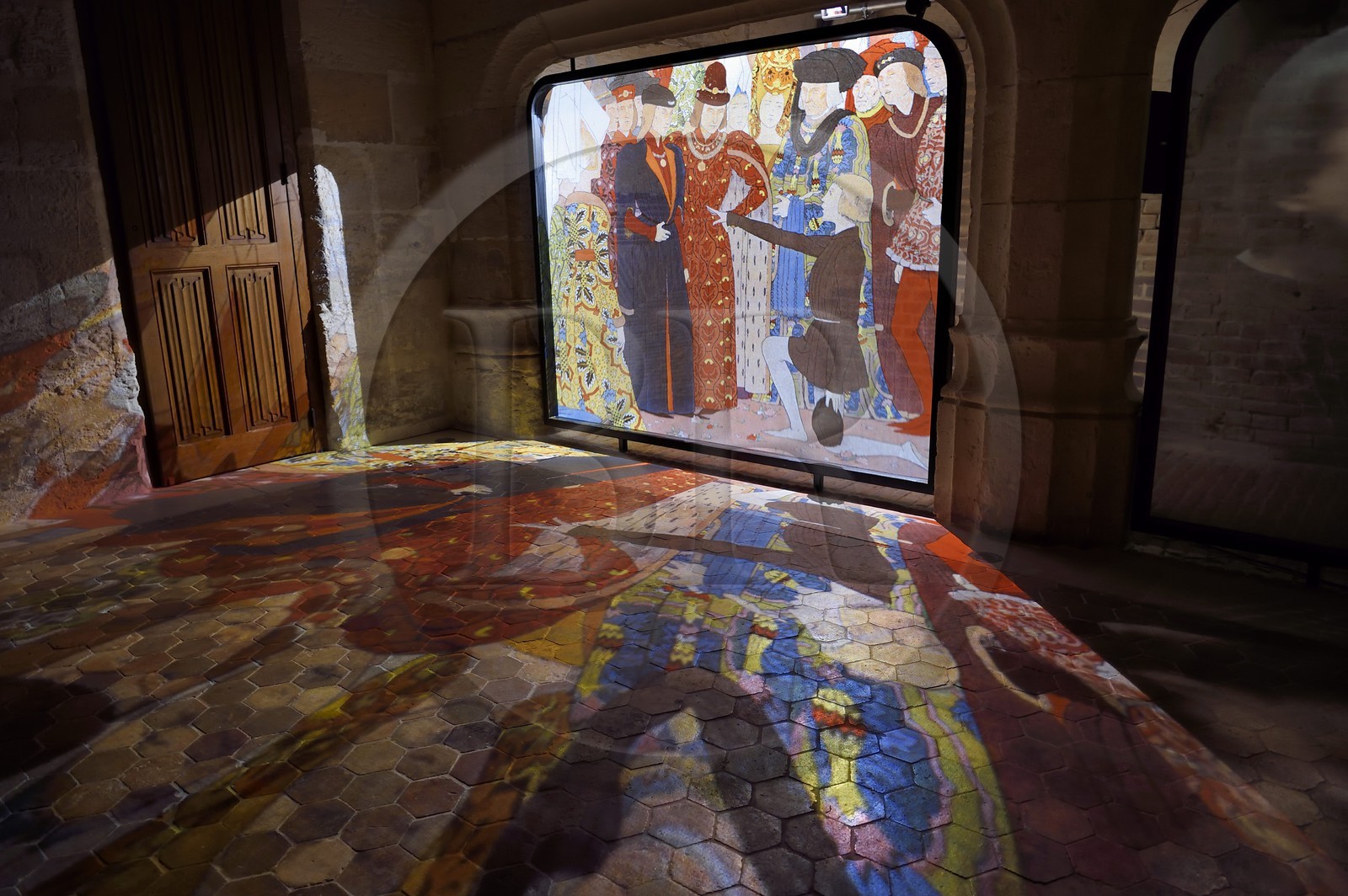 France, Seine-Maritime (76), Rouen, le palais archiépiscopal, musée Historial Jeanne d'Arc, les anciennes cuisines, projection de la rencontre du Roi et les examens de Poitiers