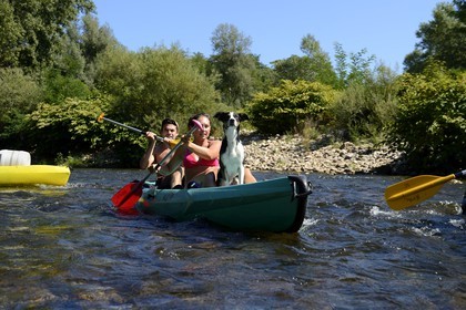 France, Ardeche, Les Vans, kayaks going down the Chassezac River