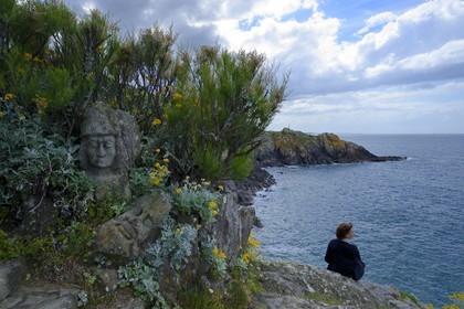 France, Ille-et-Vilaine, St Malo, Rotheneuf, stones sculpted by Foure abbot between 1870 and 1917