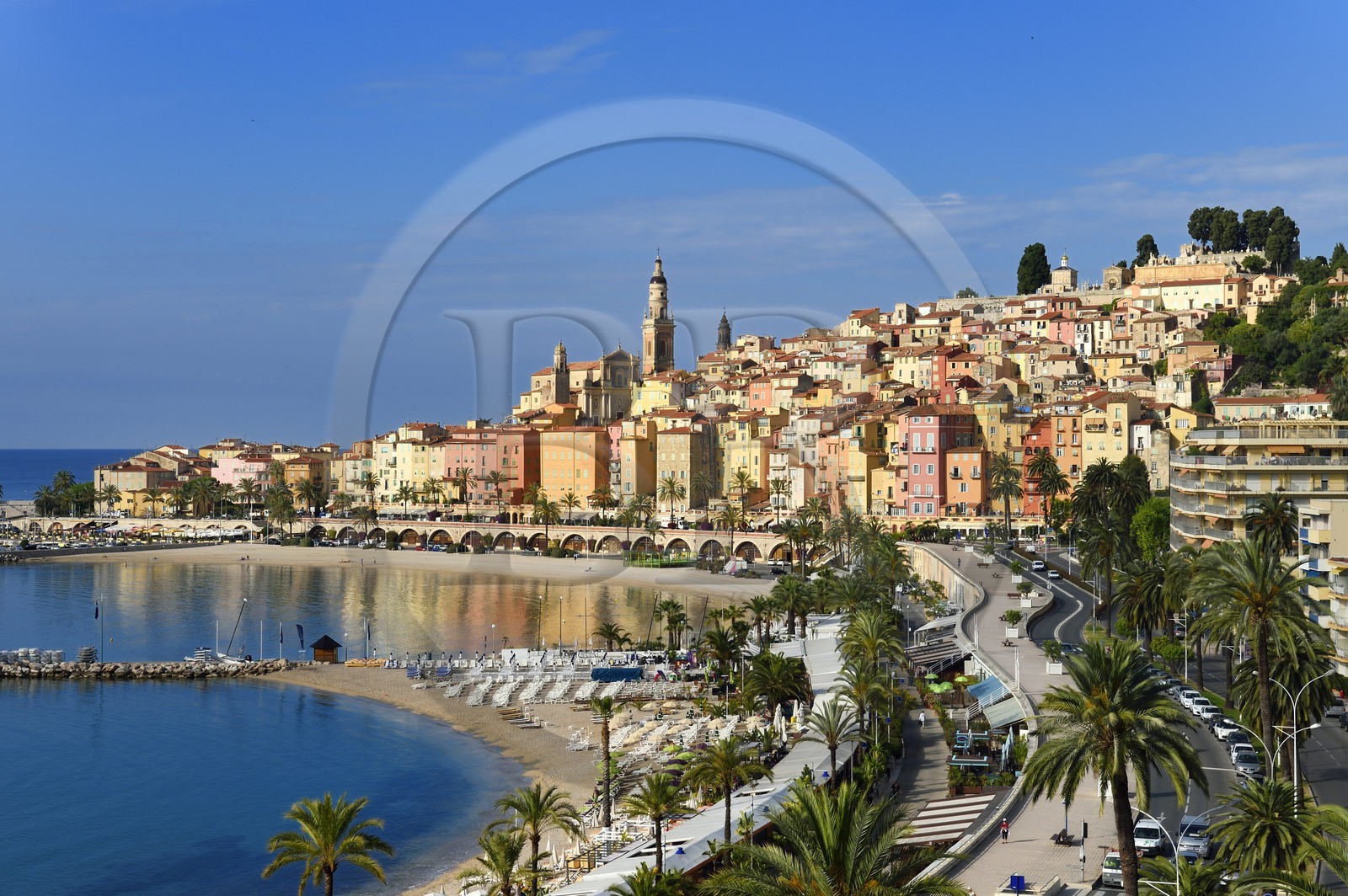 France, Alpes-Maritimes, Menton, old town dominated by the St Michel Basilica