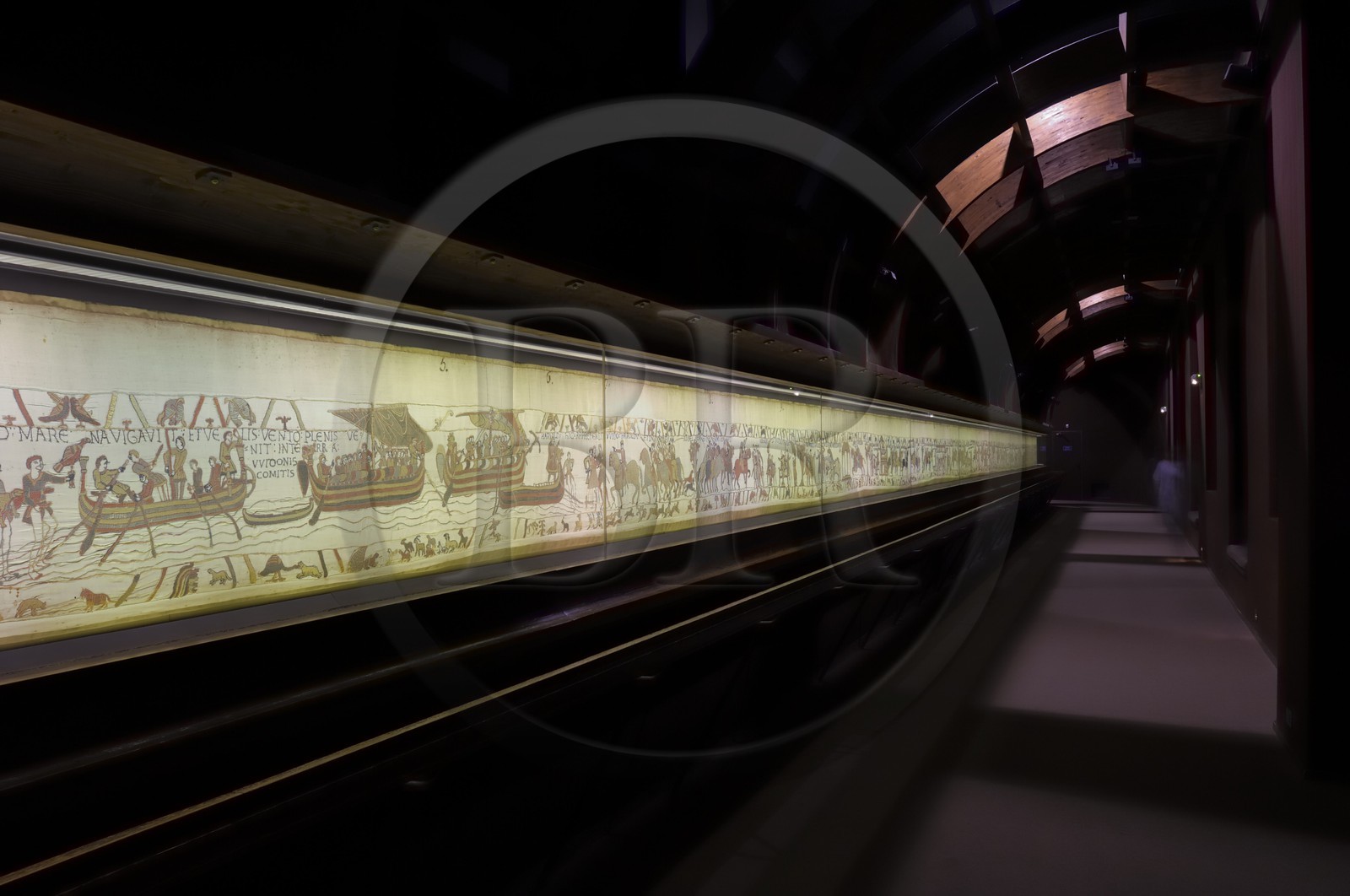 France, Calvados (14), Bayeux, musée de la tapisserie, tapisserie de Bayeux, la tapisserie dite de la Reine Mathilde classée Mémoire du monde par l'UNESCO qui raconte l'invasion de l'angleterre par Guillaume Le Conquérant