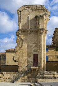 France, Gard, Saint Gilles du Gard, 12th-13th century Abbey Church of Saint-Gilles, classified as World Heritage by UNESCO under the routes to Santiago de Compostela in France, ruins of the old choir of the church housing a winding staircase