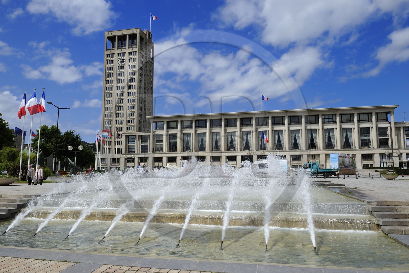 France, Seine Maritime, Le Havre, Downtown rebuilt by Auguste Perret listed as World Heritage by UNESCO, the City Hall of Perret (1958)