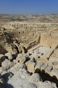 Israel, West Bank, Herodium or Herodion is a volcano-like hill with a truncated cone with a a fortress and palace build by Herod the Great (Herodion National Park), Inside the crater
