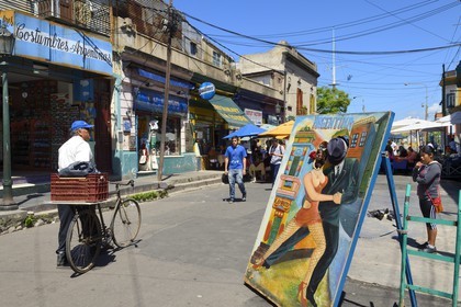 Argentine, Buenos Aires, quartier de La Boca, panneau pour photo souvenir tango rue du Dr del Valle Iberlucea
