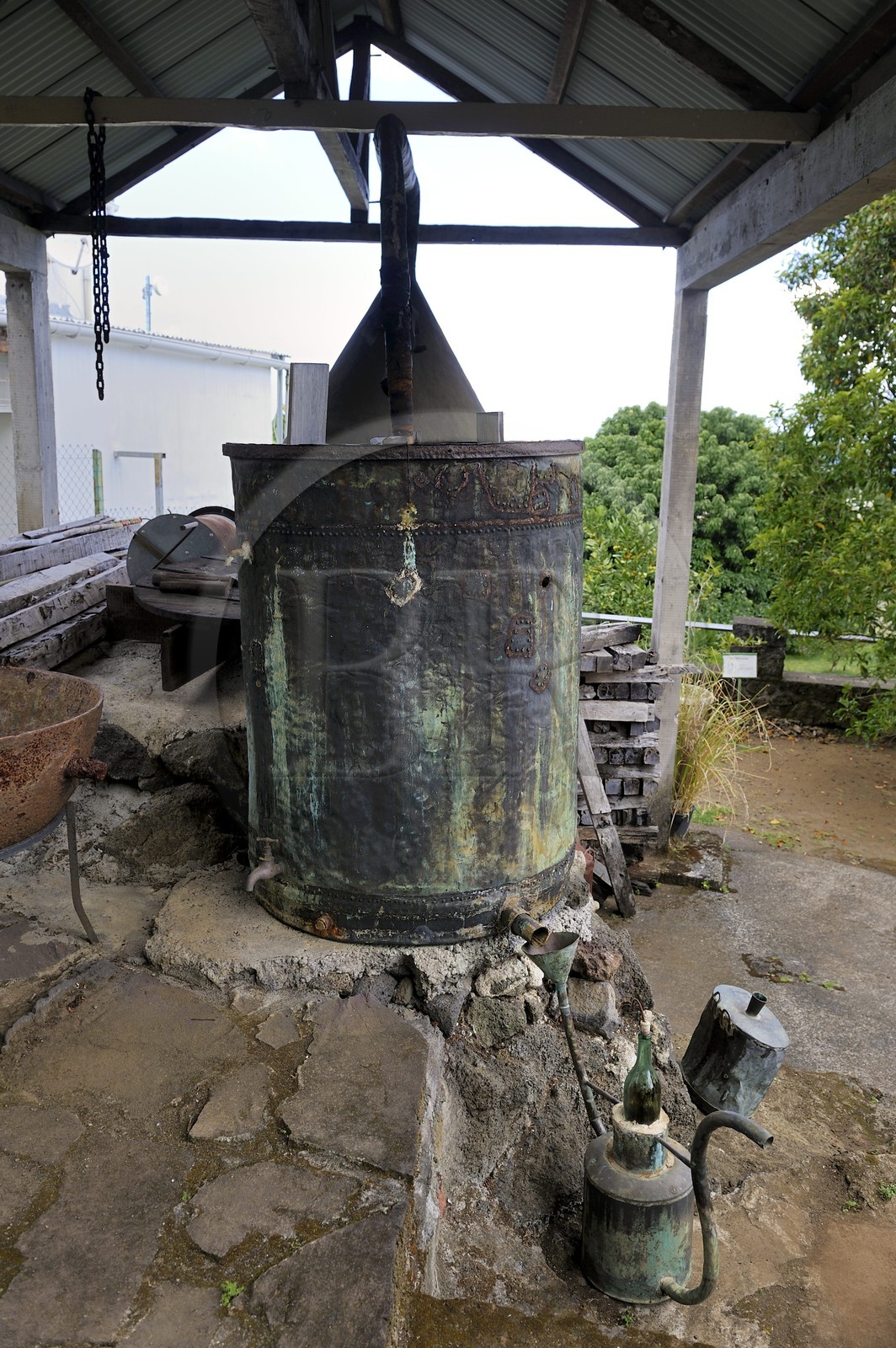 France, Ile de la Reunion, côte sud, Saint-Philippe, Ecomusée Au Bon Roi Louis, cuve à geranium