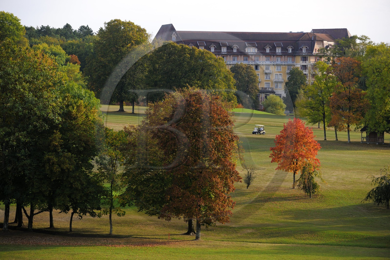 France, Vosges (88), Station thermale de Vittel, le golf et l’hôtel Hermitage propriété du Club Med dans le Parc