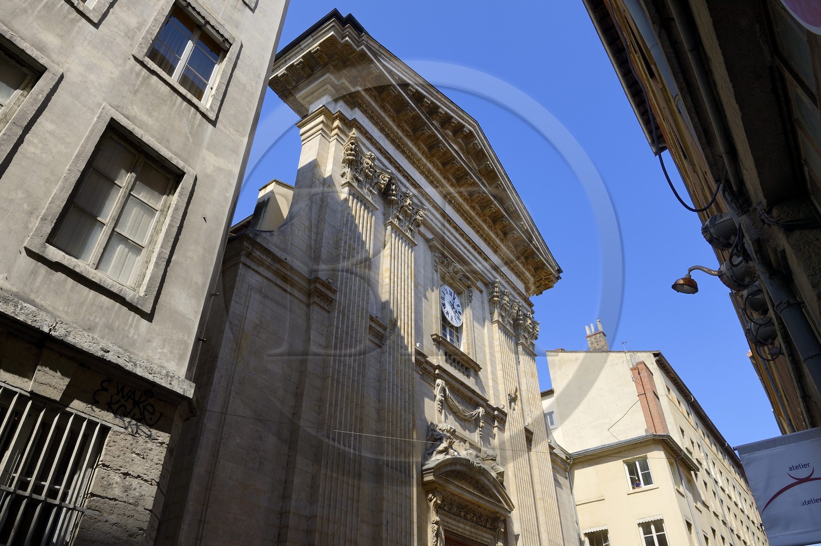 France, Rhone, Lyon, historical site listed as World Heritage by UNESCO, La Croix Rousse District, Parish of Saint Polycarp from the slopes of the Croix Rousse (paroisse Saint Polycarpe des pentes de la Croix Rousse)