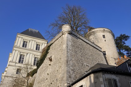 France, Loir-et-Cher (41), vallée de la Loire classée au Patrimoine Mondial de l'UNESCO, château de Blois, les remparts et l'aile Mansart Gaston d'Orléans