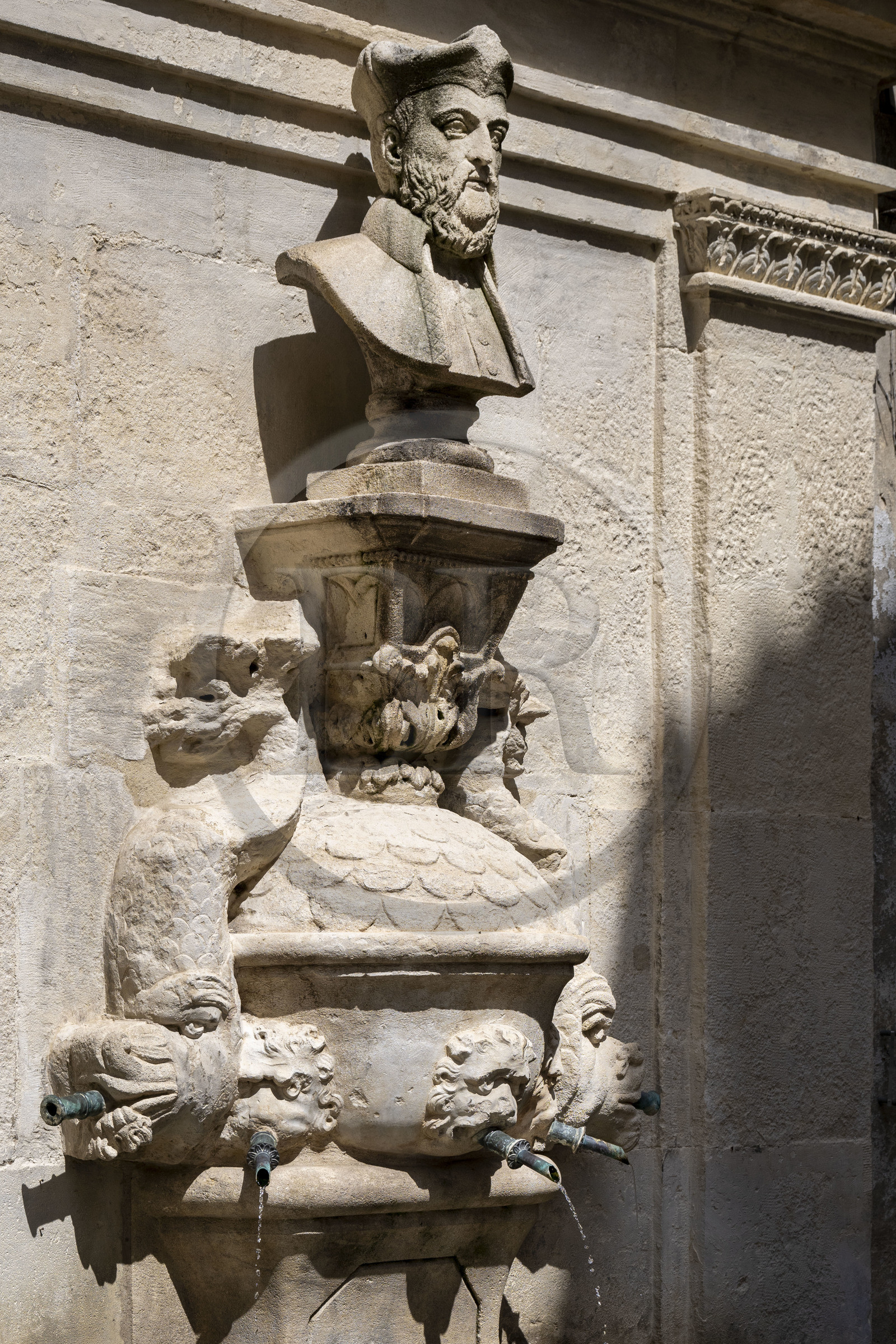 France, Bouches-du-Rhône (13), Parc Naturel Régional des Alpilles, Saint-Rémy-de-Provence, la Font Vieio alias la fontaine Nostradamus
