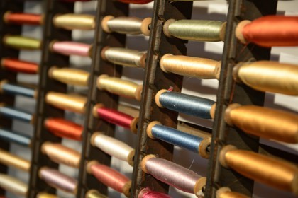France, Rhône (69), Lyon, quartier de la Croix-Rousse, la Maison des Canuts, bobines de fils de soie