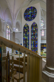 France, Vendee, Mortagne sur Sèvre, Saint-Hilaire church, church and stained glass interpretation center