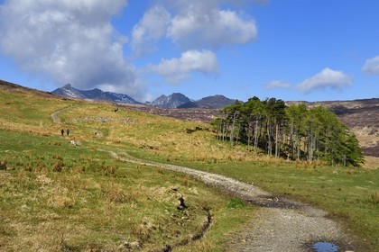 Royaume-Uni, Ecosse, région des Highlands, les Hébrides, Ile de Skye, randonnée vers les Black Cuillin Mountains sur le chemin de Camasunary
