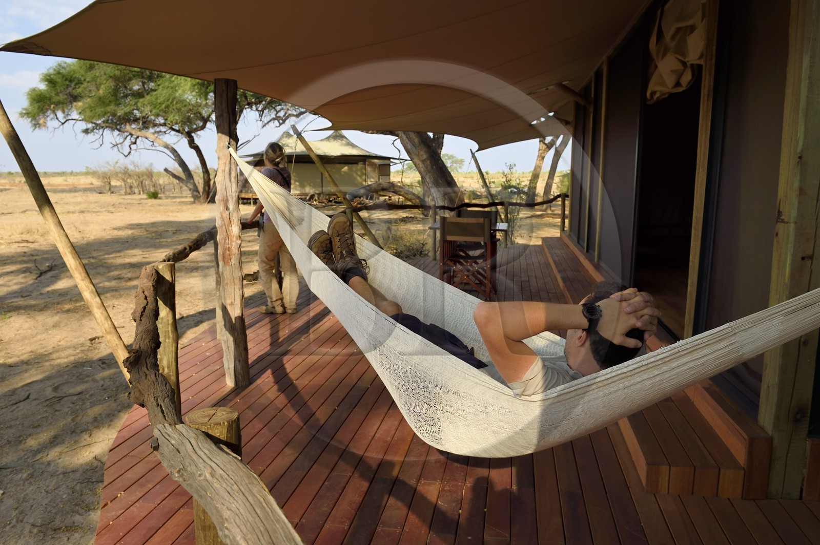 Zimbabwe, province de Matabeleland septentrional, parc national Hwange, Somalisa Camp de African Bush Camps, une tente