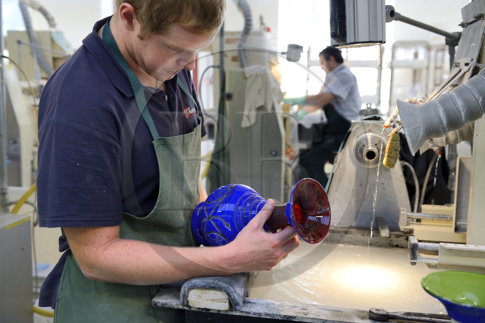 France, Moselle, Saint-Louis-les-Bitche, the Cristallerie Saint-Louis (Saint-Louis crystal glass manufacturer), polishing workshops