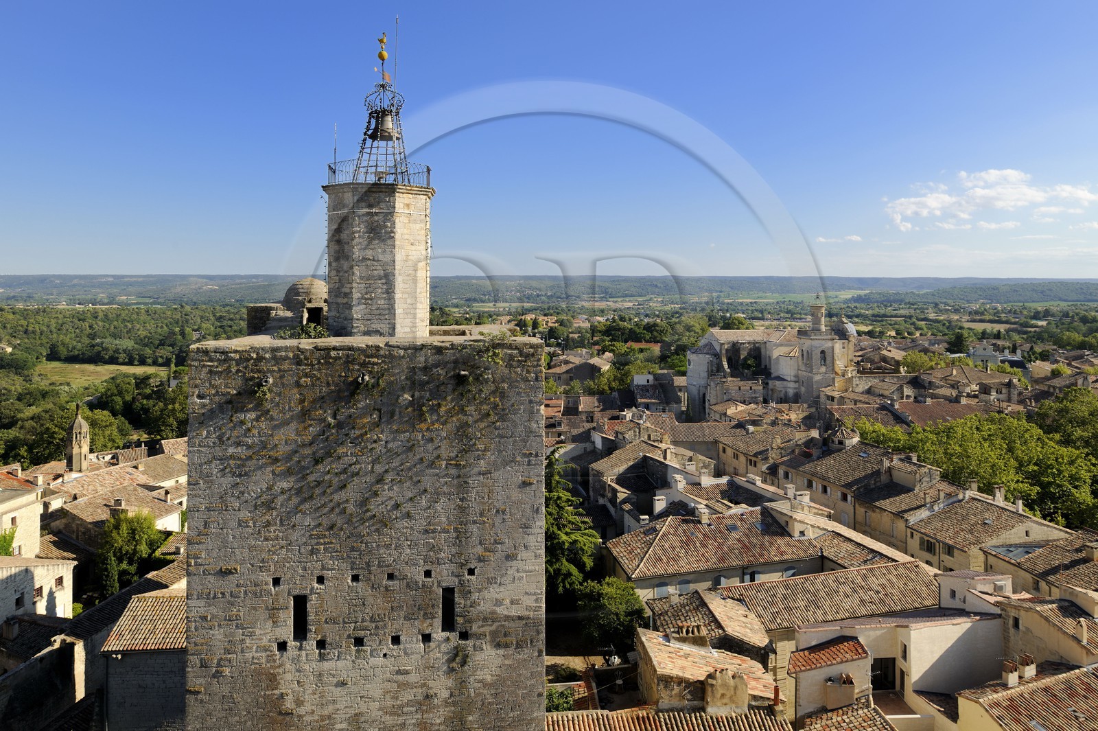 France, Gard, Uzes, Tour de l'Eveque seen from the Bermonde Tower from the Duke's castle