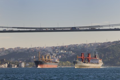 Turkey, Istanbul, the Bosphorus and the Fatih Bridge