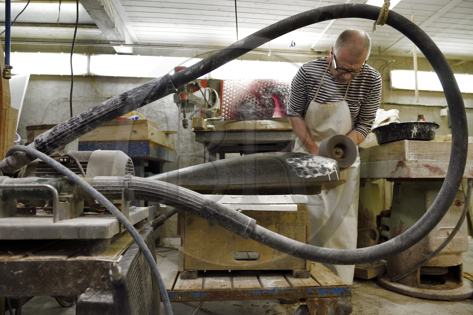 Czech Republic, Prague, glass sculptor artist Jaromir Rybak in his workshop