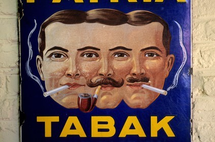 Belgium, Wervick on the French border, the advertising poster of the museum of the tobacco