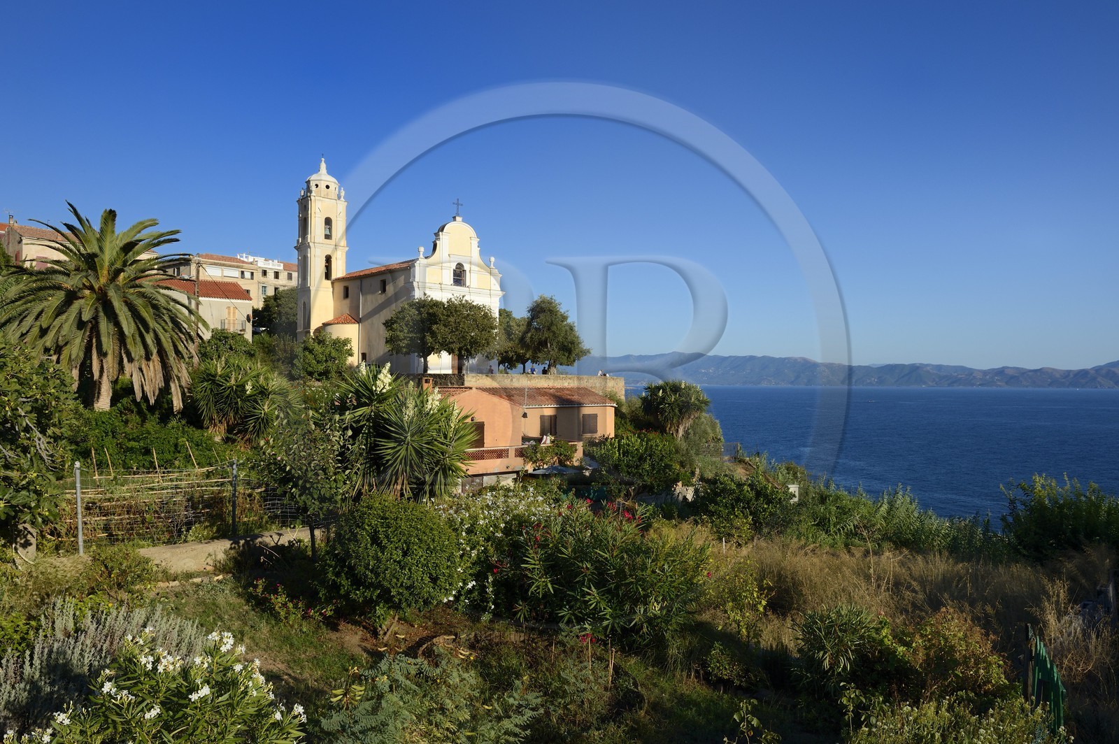France, Corse-du-Sud (2A), Cargèse, église de l'Assomption dite latine édifiée au XIXe siècle sur une terrasse dominant le golfe de Sagone