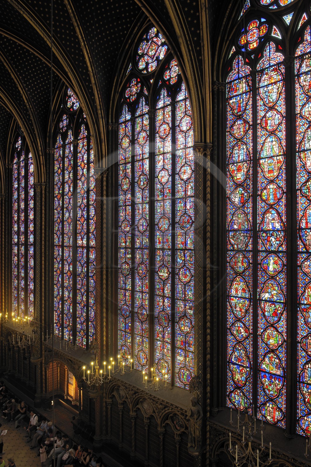 France, Paris (75), ile de la Cité, la Sainte Chapelle, les vitraux de la Chapelle Haute