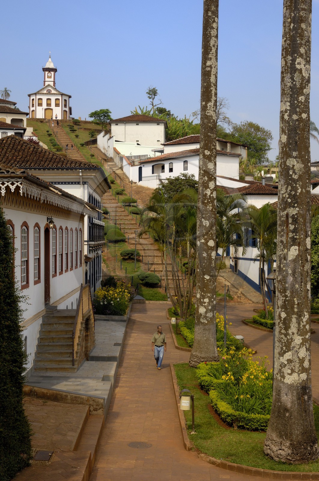 Brazil, Minas Gerais state, Serro,  Joao Pinheiro central square and capela de Santa Rita (Gold Route, Estrada Real)