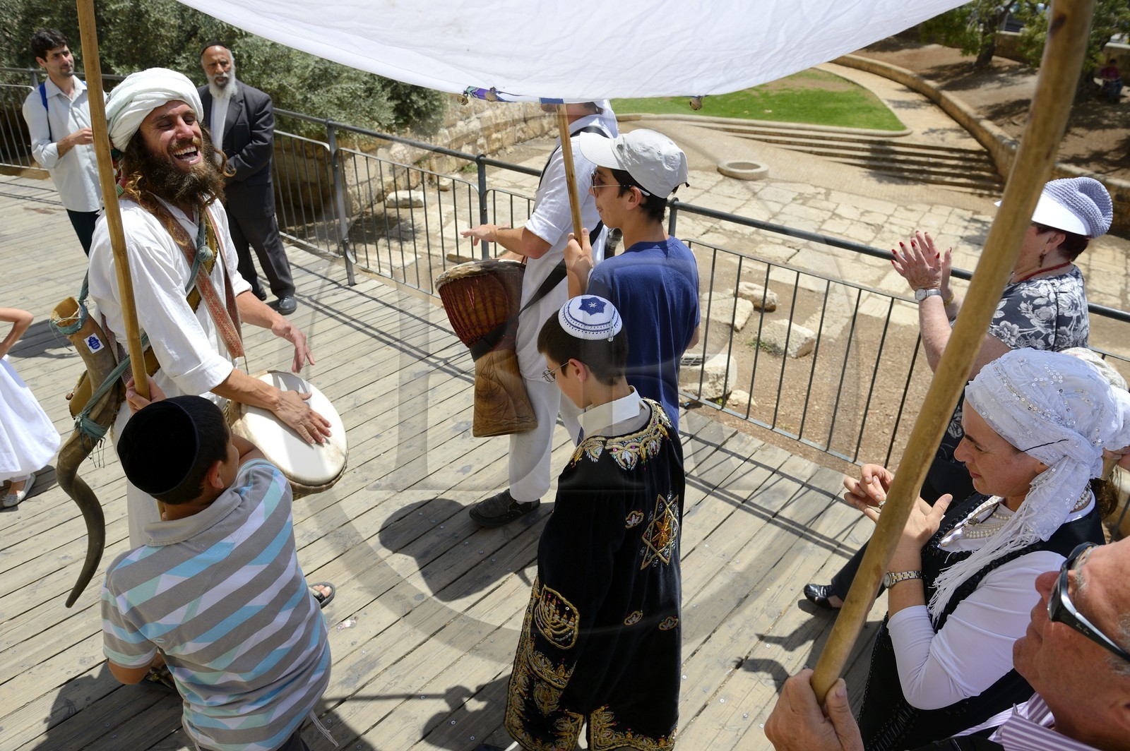 Israel, Jerusalem, holy city, the old town listed as World Heritage by UNESCO, one of the many ceremonies of Bar Mitzvah to move toward the Western Wall