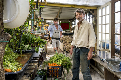 France, Morbihan, Groix Island, Kerdurand, the Gardens of Kerdu, large organic market garden by Erwan (left) and Gael (right) Leclercq