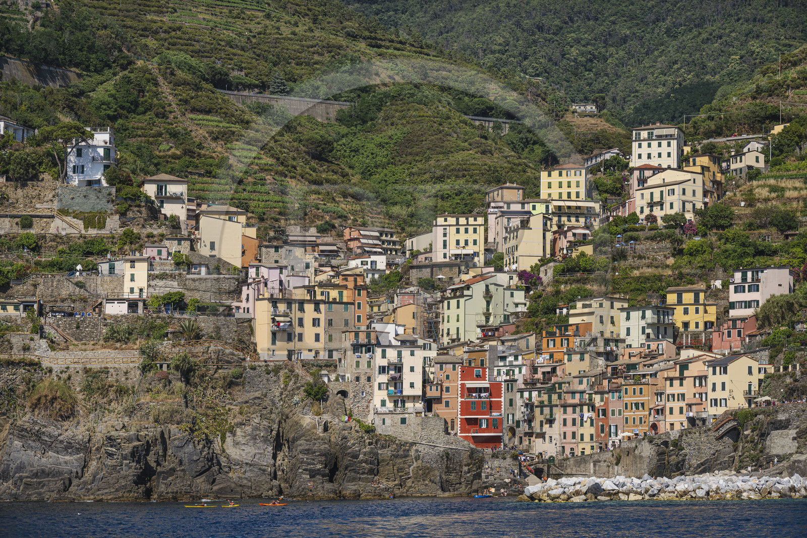 Italie, Ligurie, Cinque Terre, parc national des Cinque Terre classé Patrimoine Mondial de l'UNESCO, village de Riomaggiore
