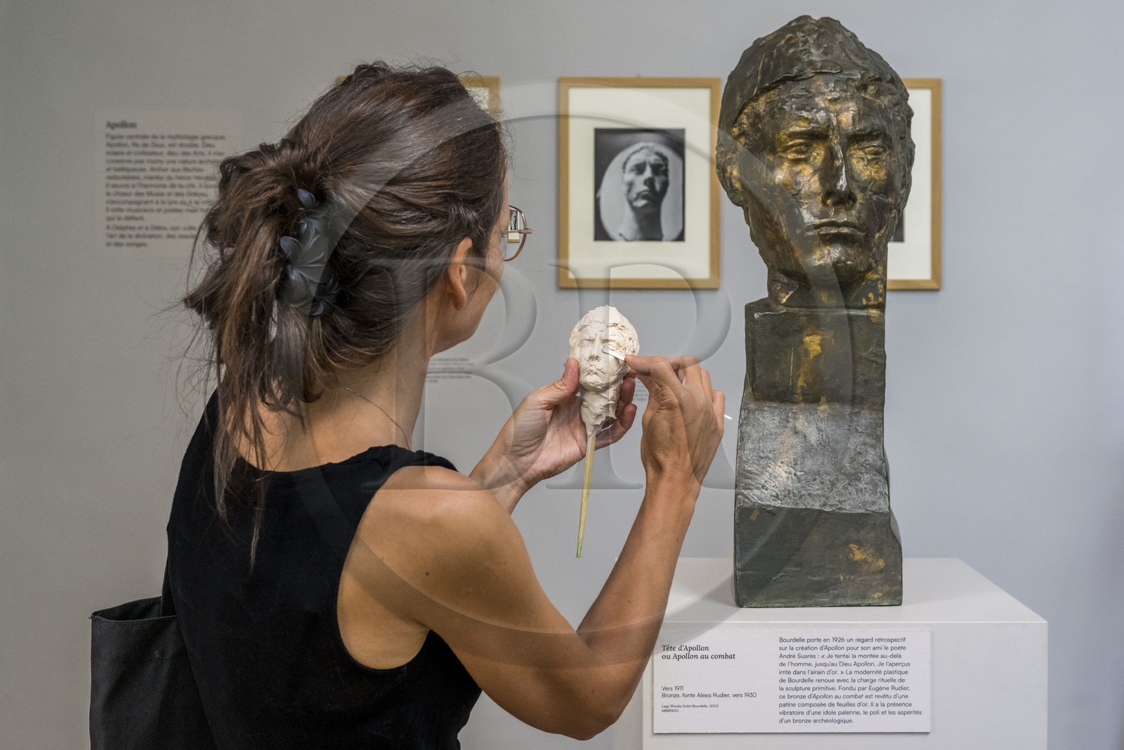 France, Paris, the museum of the sculptor Antoine Bourdelle, sculptor reproducing the head of Apollo in combat (bronze)