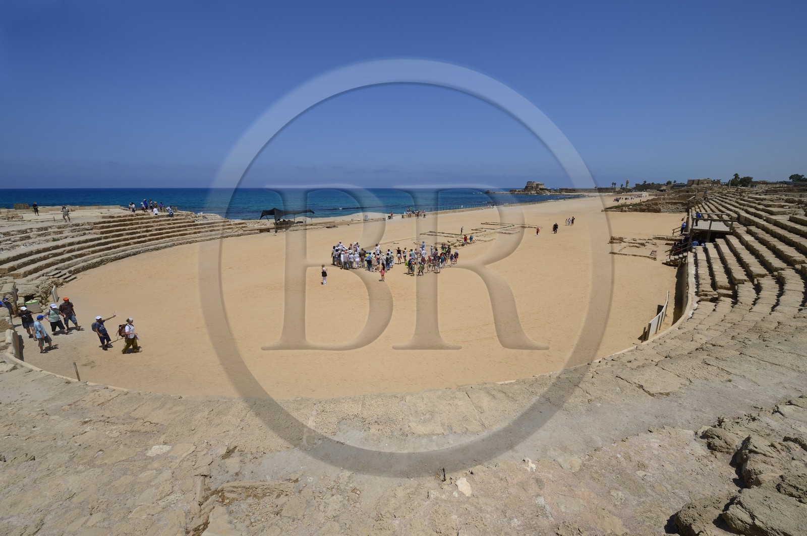 Israël, district d'Haifa, Césarée (Caesarea Maritima), ruines de Césarée, l'hippodrome romain