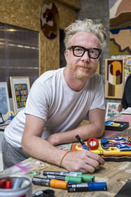 France, Vaucluse, Avignon, Graffiti artist Pablito Zago in his studio, founder of the Cartel association and the Shed studio