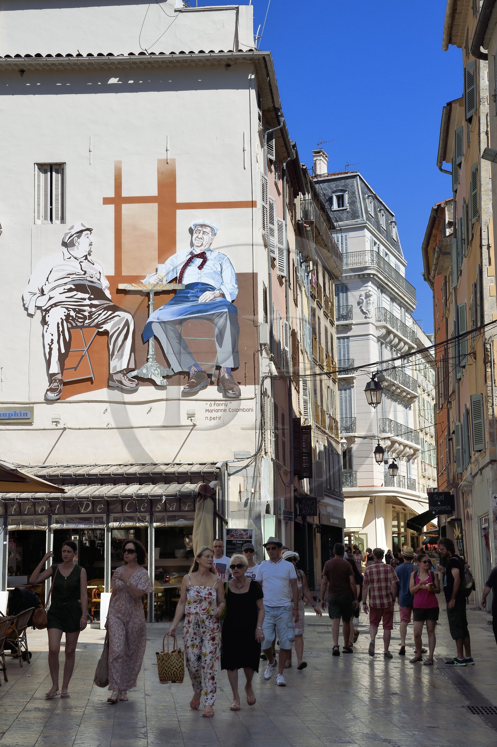 France, Var, Toulon, place Victor Hugo, mural of the game of cards from Marcel Pagnol play
