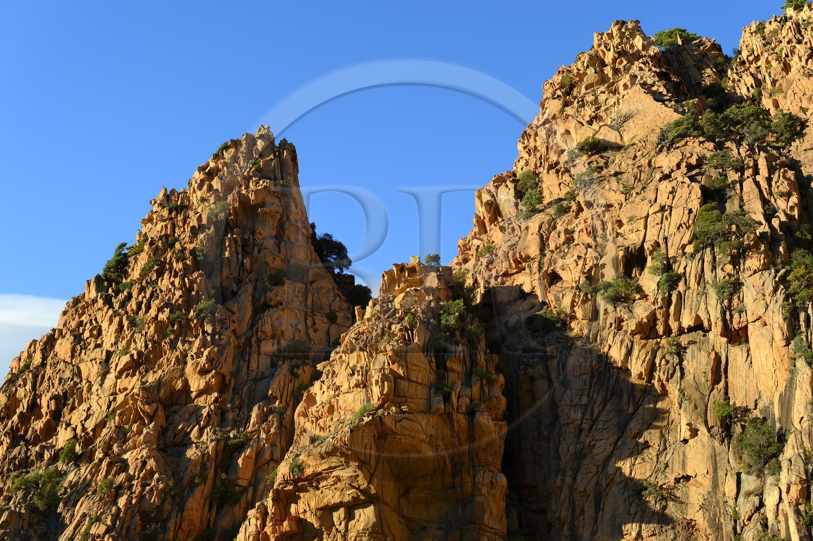 France, Corse du Sud, Golfe de Porto, listed as World Heritage by UNESCO,  the Creeks of Piana (Calanches de Piana) with pink granite rocks