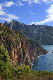 France, Corse-du-Sud (2A), Golfe de Porto, classé Patrimoine Mondial de l'UNESCO, le mont du Capo d'Orto en arrière plan