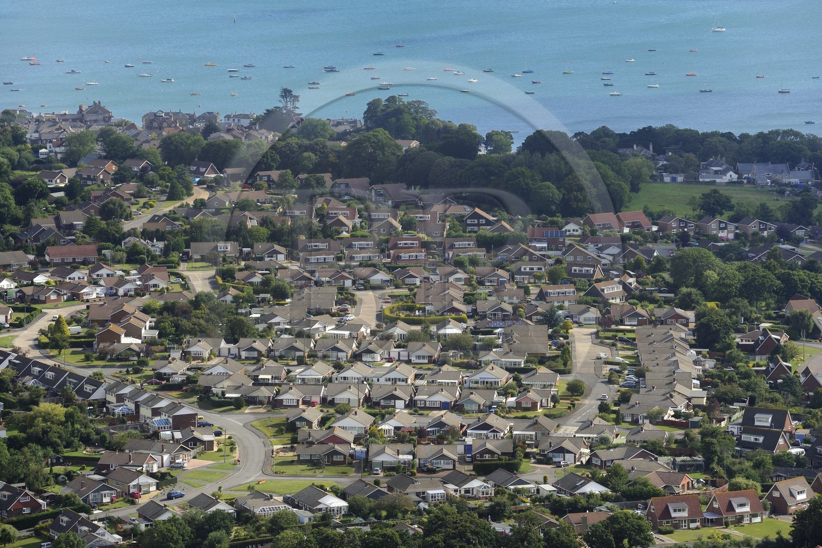 Royaume-Uni, Angleterre, Hampshire, Ile de Wight, Bembridge, quartier de Seaview (vue aérienne)
