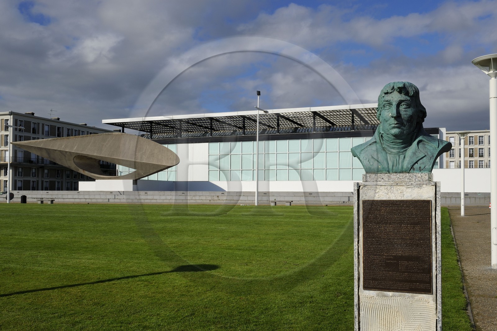 France, Seine-Maritime (76), Le Havre, Centre-ville reconstruit du Havre par Auguste Perret classé Patrimoine Mondial de l'UNESCO, le musée d'Art Moderne André Malraux en bord de mer