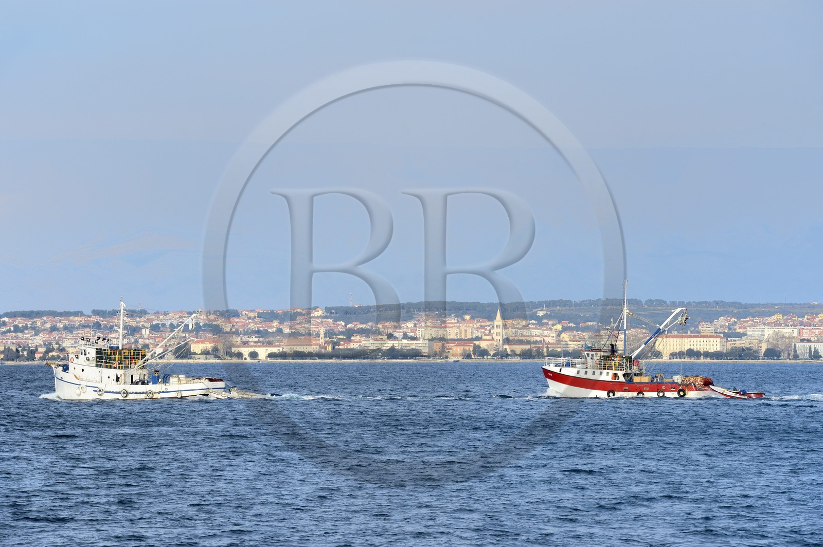 Croatia, Dalmatia, Dalmatian Coast, Ugljan Island, Preko, departure at tuna fishing, Zadar in the background