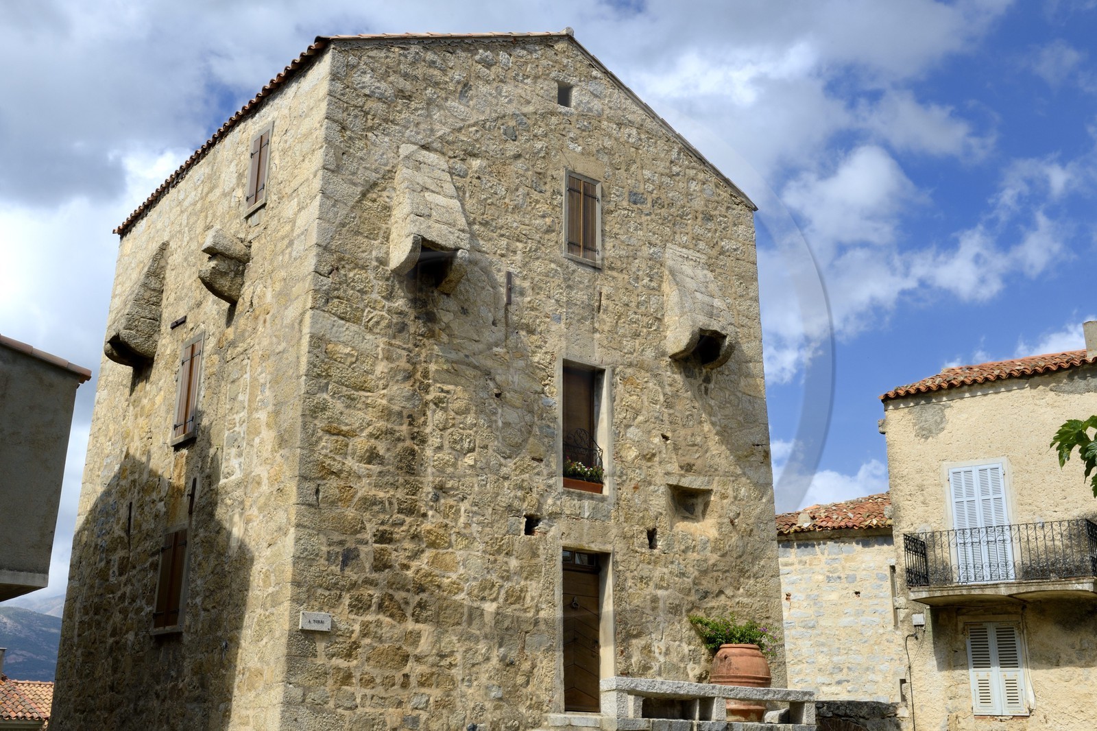 France, Corse du Sud, Alta Rocca, Sainte-Lucie-de-Tallano (Santa Lucia di Tallà), fortified house called Maison Giacomoni