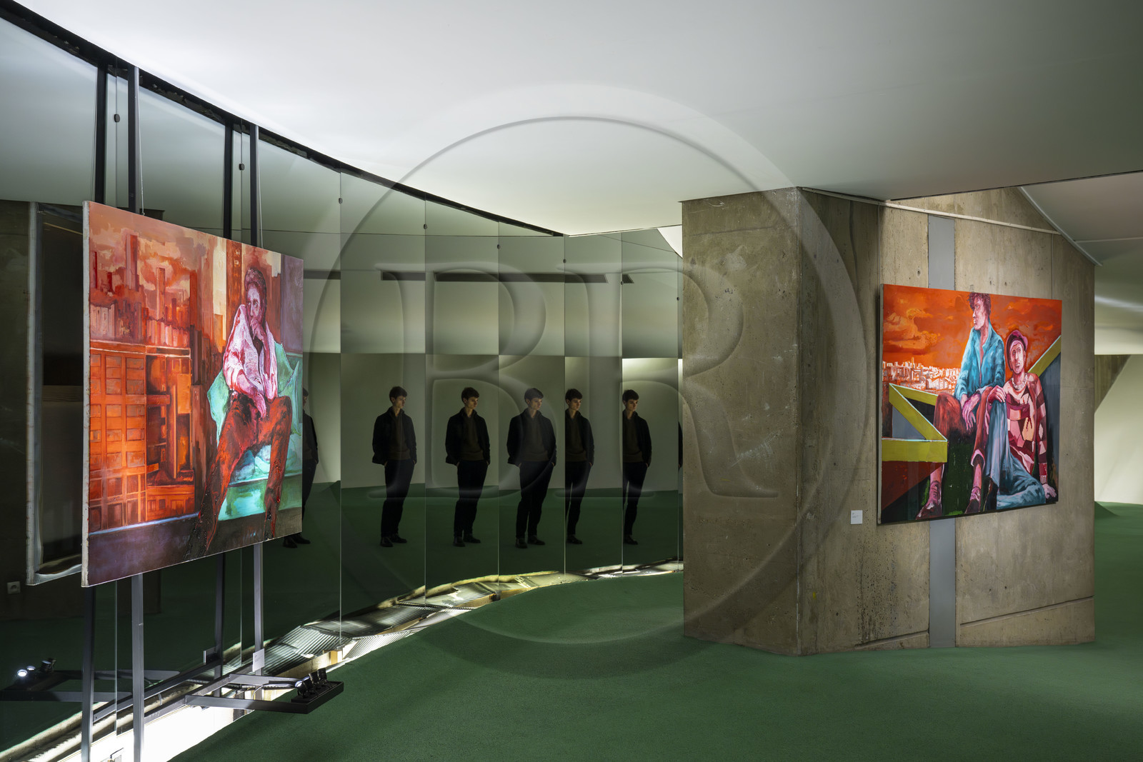 France, Paris, Place du Colonel Fabien, the Parti Communiste (French Communist Party) building by architect Oscar Niemeyer, opening of the Odyssey exhibition by artist Fred Kleinberg at Espace Niemeyer